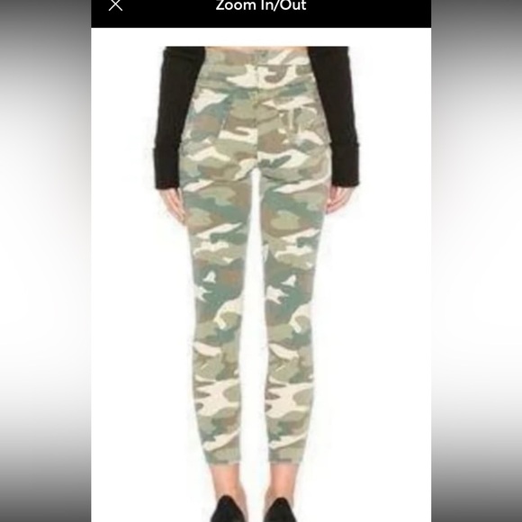MOTHER High Waisted Looker Ankle Fray Jeans in See Me Camouflage Green…size 24 - Picture 3 of 9